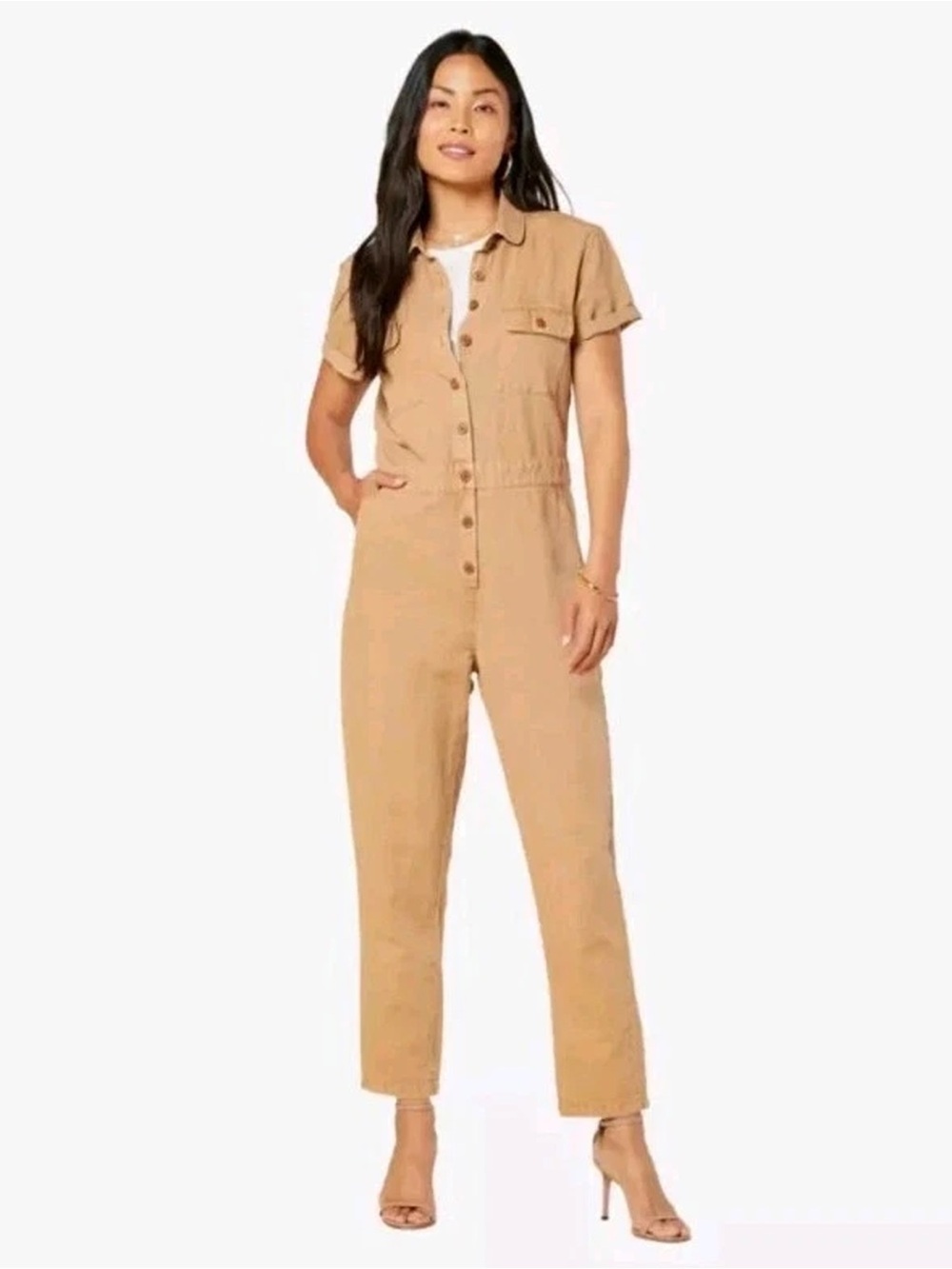 NWT - Outerknown - S.E.A. Organic Cotton Linen-blend Jumpsuit Coveralls - Sand